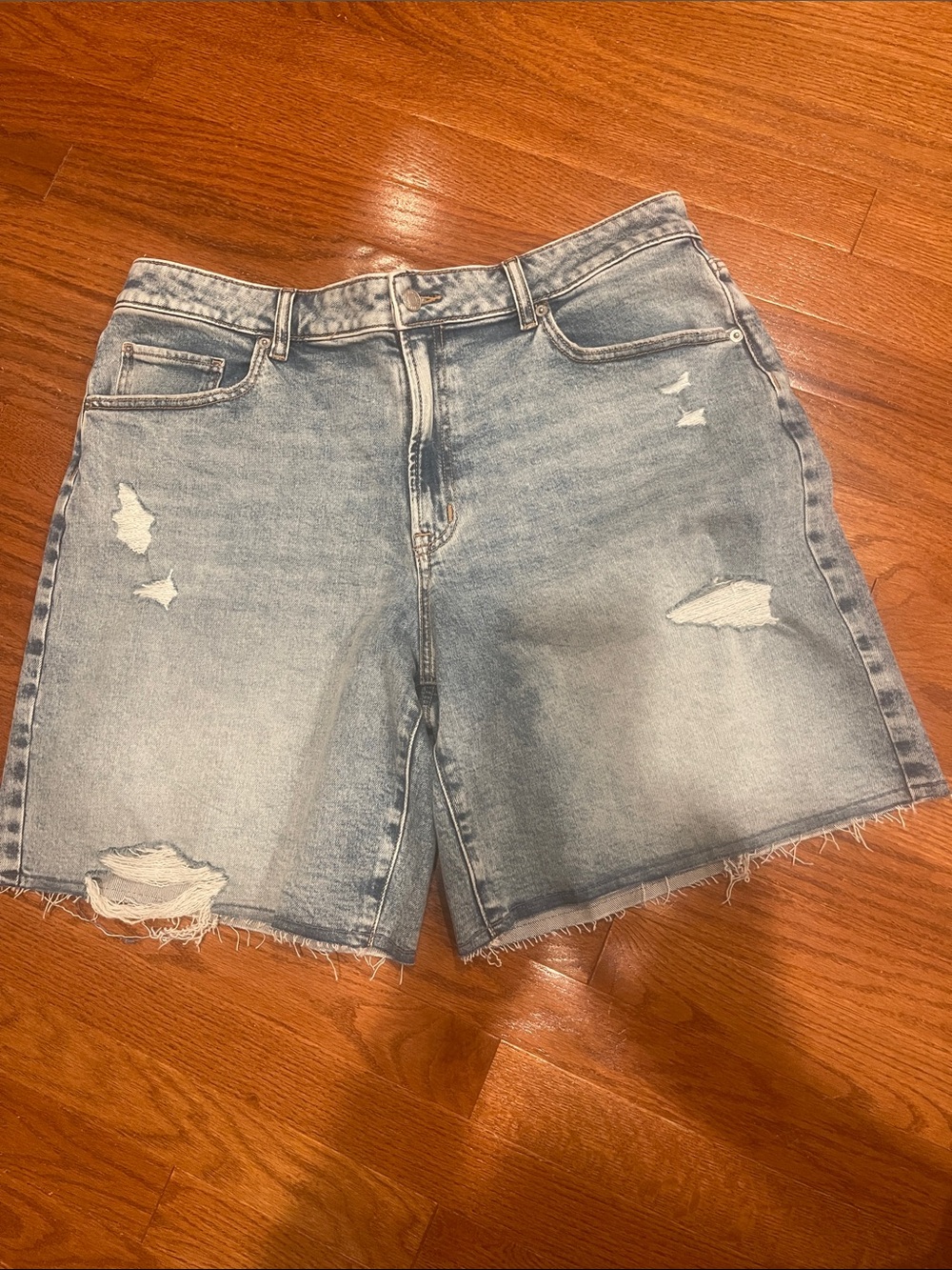 Light Wash Distressed Denim Shorts NWT